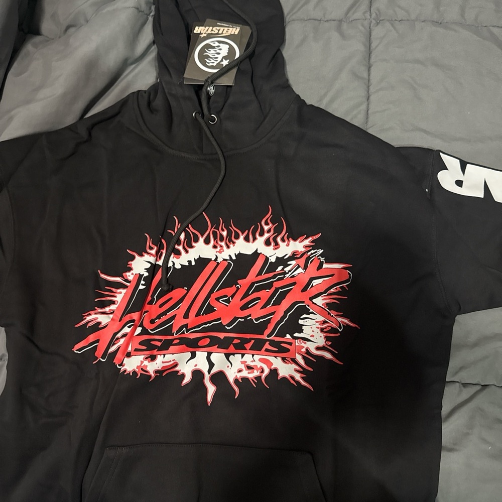 Hellstar Black Hoodie with Red and White Graphics